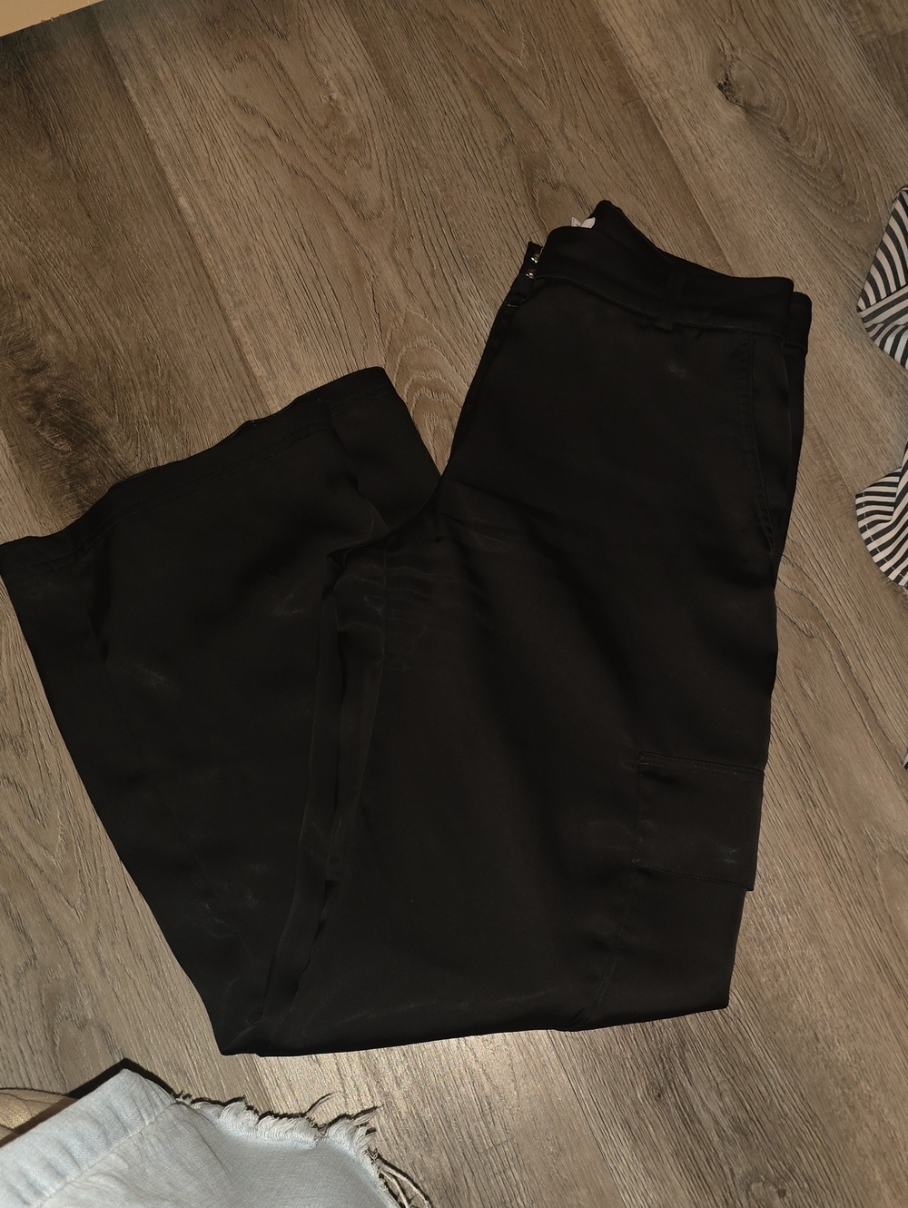 Black Cargo Silk Pants